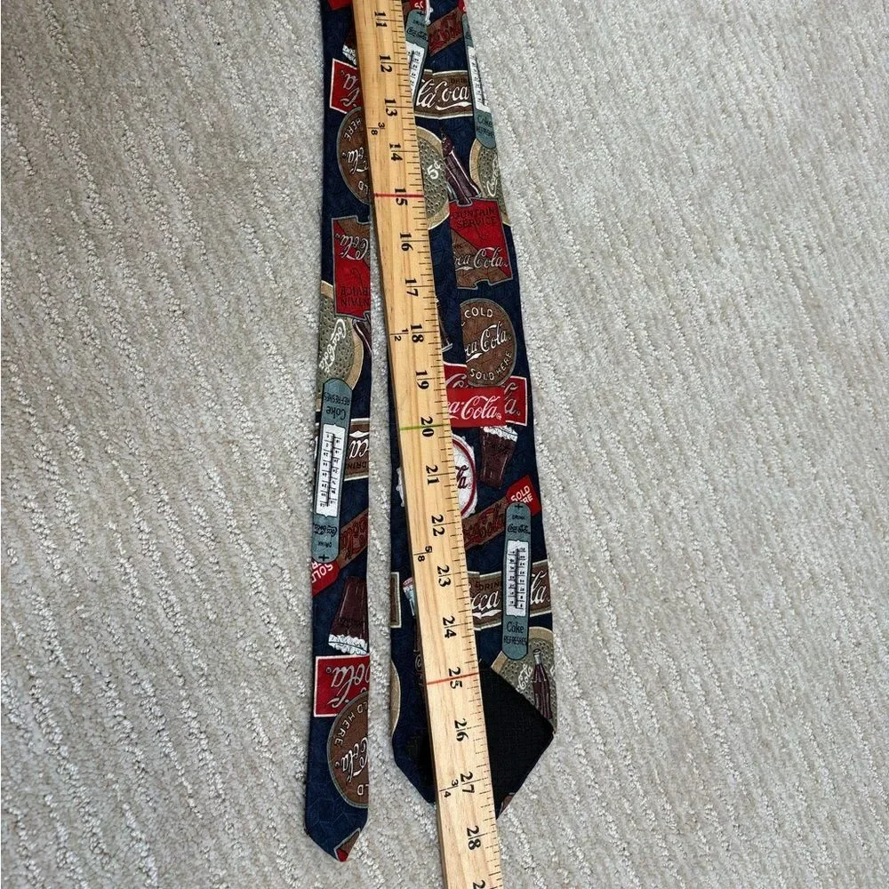 Coca Cola All Over Logo Print 100% Silk Classic Retro Neck Tie Menswear